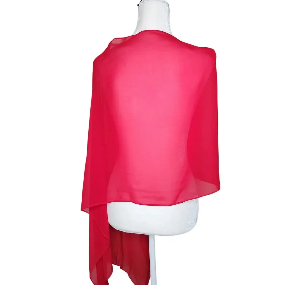 Eileen Fisher Silk Georgette Scarlet Red Sheer Wrap